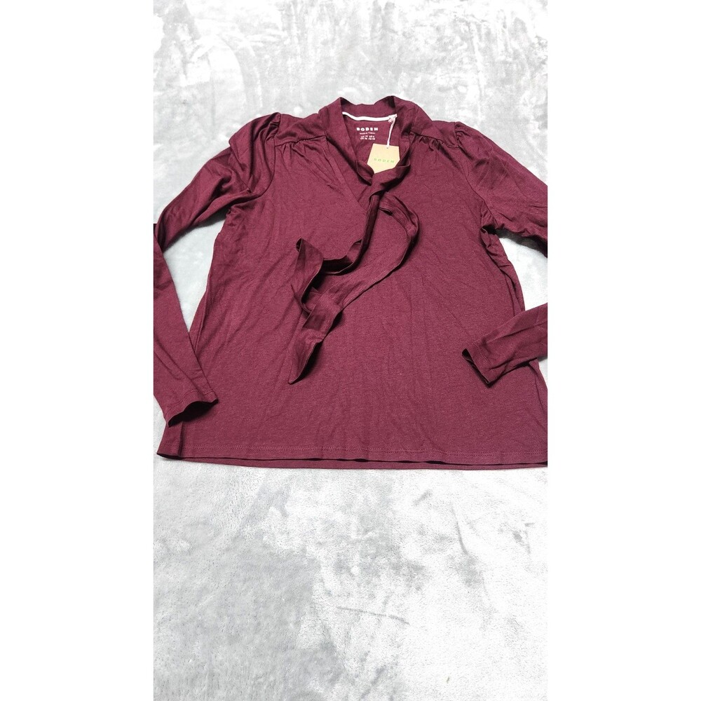 Boden Size 6 Deep Wisteria Tie Neck Supersoft Top‎ NWT